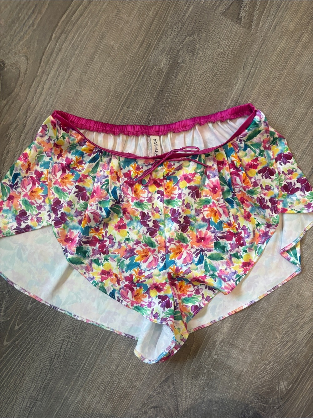 For love and lemons Floral Satin Pajama Shorts with Pink Trim Top